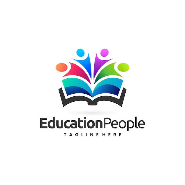logotipo de educación en combinación de concepto de libro y personas