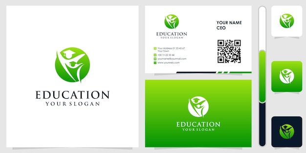 logotipo de educación con diseño de tarjeta de visita vector premium