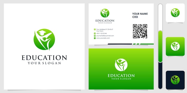 Logotipo de educación con diseño de tarjeta de visita vector premium