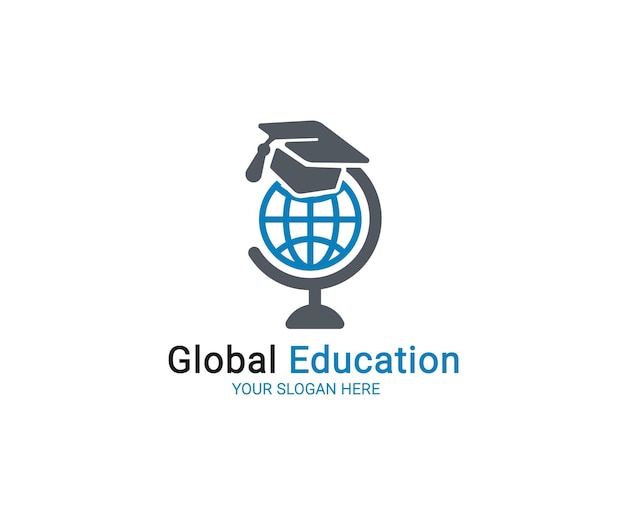 Logotipo de educación global Plantilla de logotipo de maestría en línea