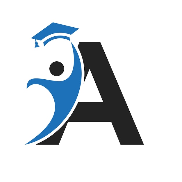 Logotipo de la educación en la letra A con sombrero de graduación Icono del símbolo de la graduación