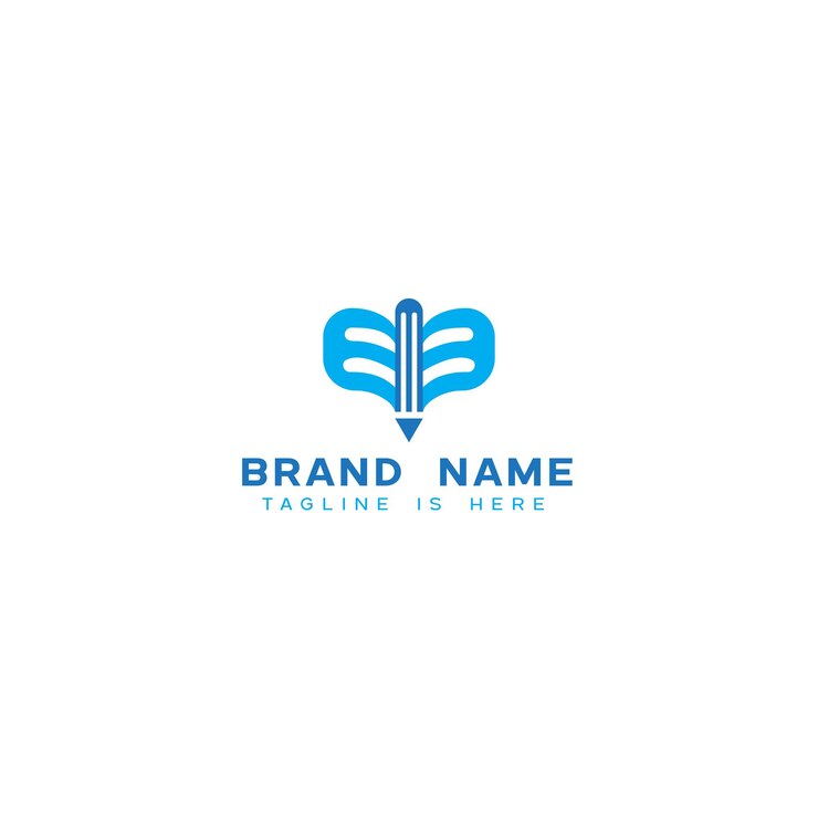 Logotipo de educación con logotipo de libro y bolígrafo.