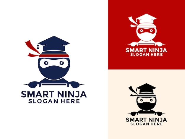 El logotipo de la Educación Moderna Academia Ninja concepto de diseño vectorial del logotipo Ninja plantilla de diseño del logotipo