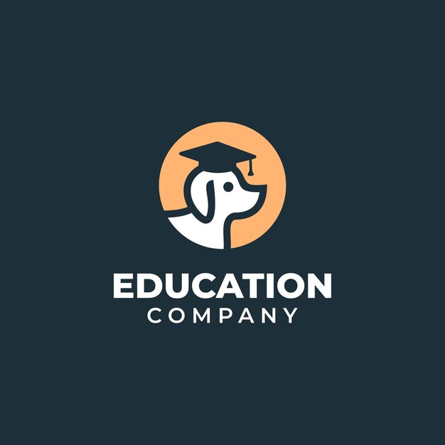 Logotipo de educación para perros con diseño de sombrero graduado