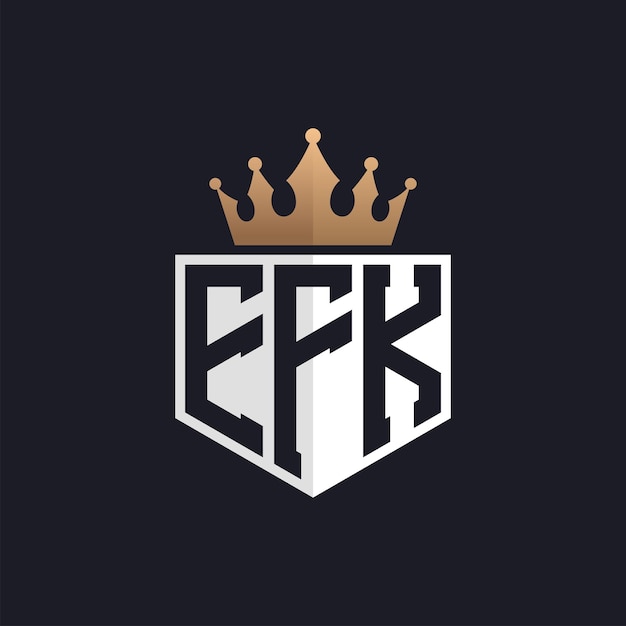 Logotipo EFK de lujo con corona Iniciales elegantes Logotipo de letra EFK para marcas exclusivas Monograma de letra EFk para empresas de alta gama