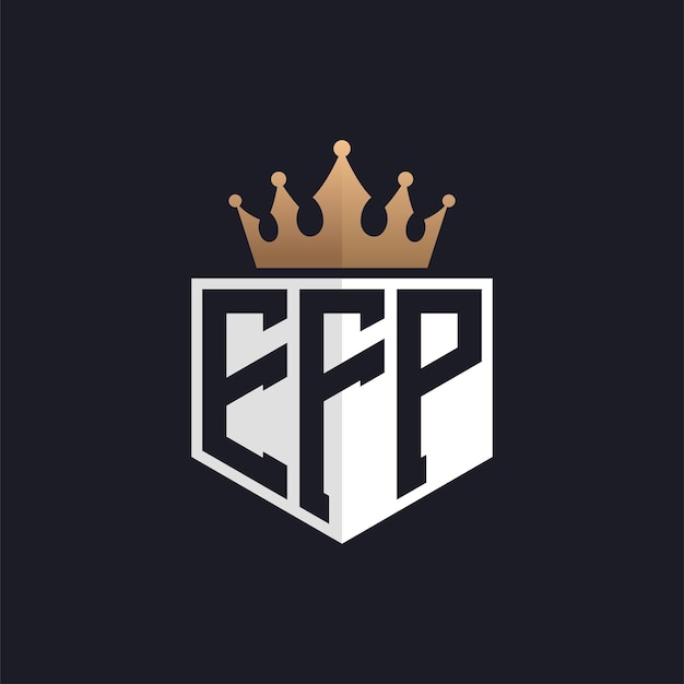 Logotipo de EFP de lujo con corona Iniciales elegantes Logotipo de letra EFP para marcas exclusivas Carta Monograma EFP para empresas de alta gama