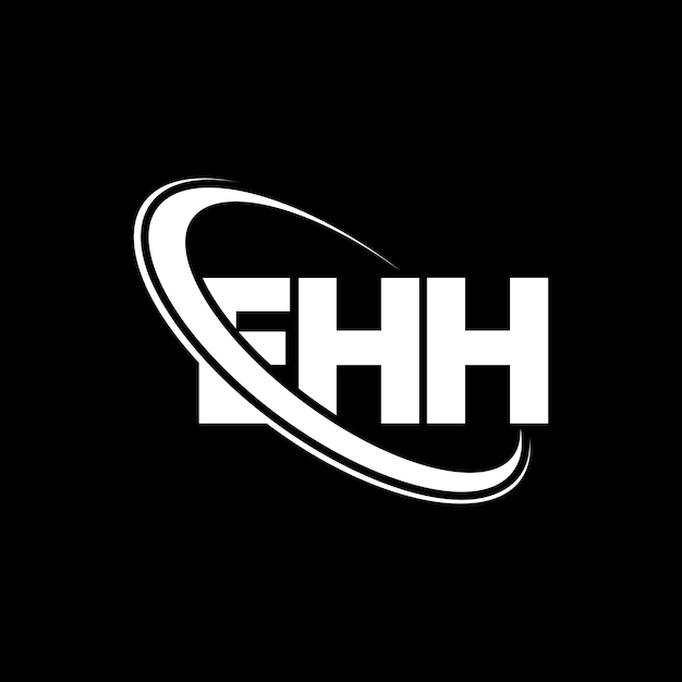 El logotipo de EHH, la letra EHH, el diseño del logotipo, las iniciales, el logotipo EHH vinculado con un círculo y un monograma en mayúsculas, la tipografía EHH para el negocio tecnológico y la marca inmobiliaria.