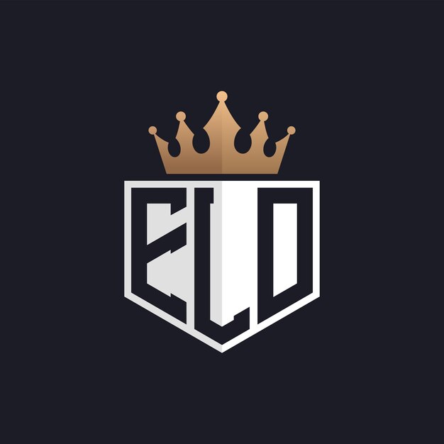 Logotipo ELD de lujo con corona iniciales elegantes logotipo de letra ELD para marcas exclusivas letra ELD monograma para empresas de alta gama