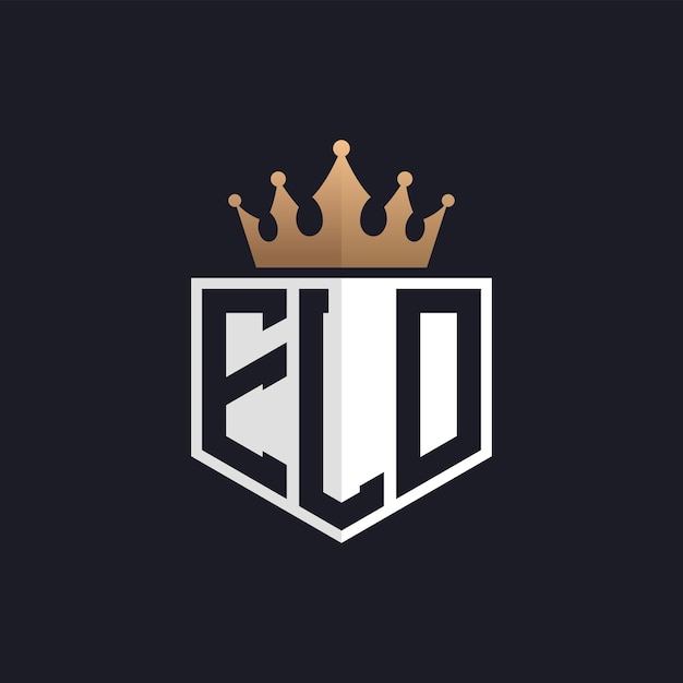 Logotipo ELD de lujo con corona iniciales elegantes logotipo de letra ELD para marcas exclusivas letra ELD monograma para empresas de alta gama