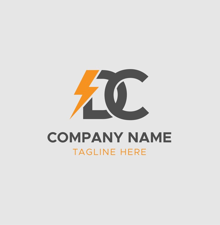 Vector logotipo eléctrico dc con diseño de plantilla vectorial