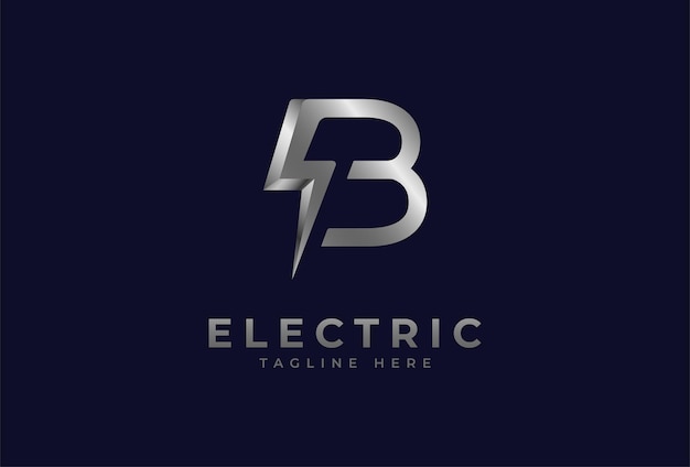 Logotipo eléctrico, letra b con combinación de rayo, plantilla de logotipo de diseño eléctrico