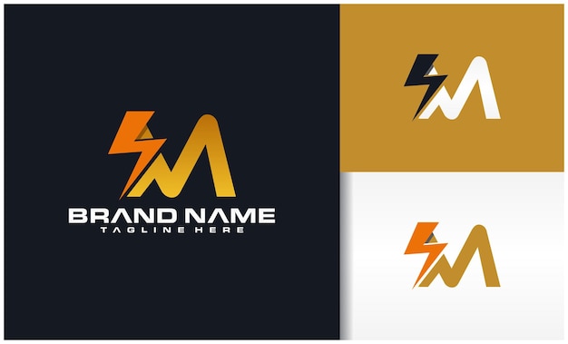 Logotipo eléctrico de la letra M
