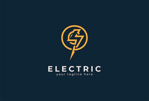 Logotipo eléctrico, letra O con combinación de rayo, plantilla de logotipo de diseño eléctrico