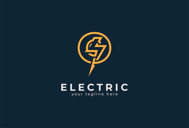 Logotipo eléctrico, letra o con combinación de rayo, plantilla de logotipo de diseño eléctrico