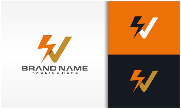 Logotipo eléctrico de la letra V