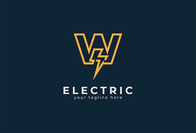 Logotipo eléctrico, letra W con combinación de rayo, plantilla de logotipo de diseño eléctrico