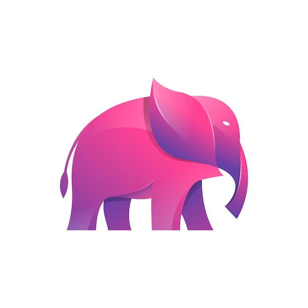 Logotipo de elefante rosa y morado con fondo blanco.