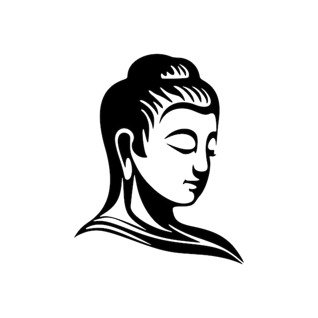 Logotipo elegante en blanco y negro con la imagen de Buda