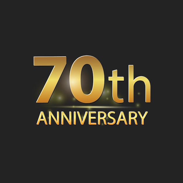 Logotipo elegante de celebración de aniversario de 70 años de oro