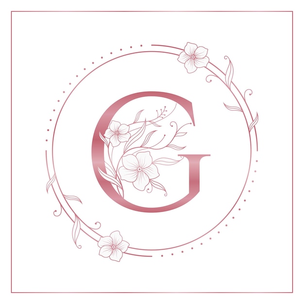 Vector logotipo elegante de círculo floral de oro rosa g