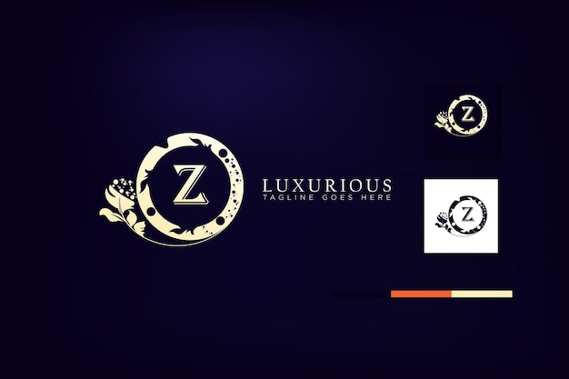 Logotipo elegante dorado con marco e inicial z