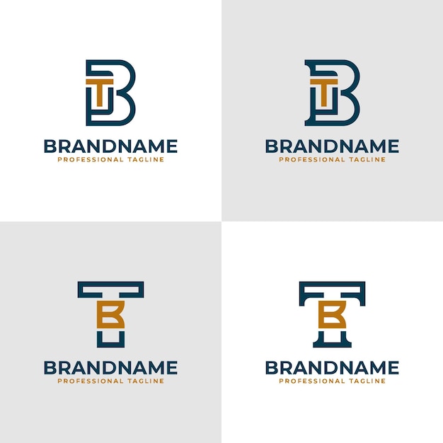 Logotipo elegante con la letra BT y el monograma TB, adecuado para negocios con las iniciales BT o TB