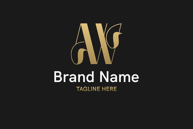 Logotipo elegante moderno creativo con letra AW