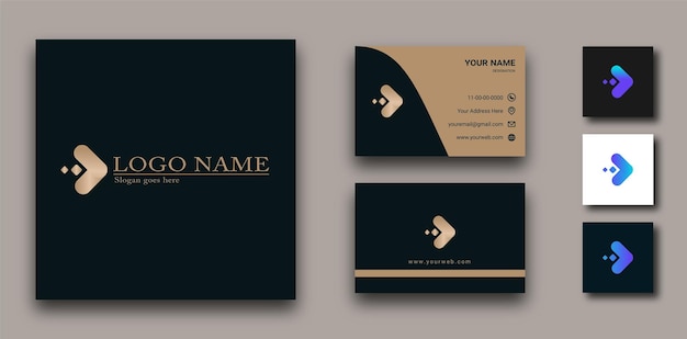 Logotipo elegante con tarjeta de visita