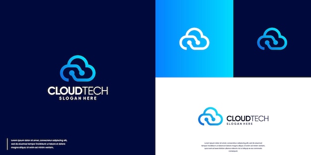 El logotipo del elemento vectorial del circuito de conexión de red digital de tecnología en la nube