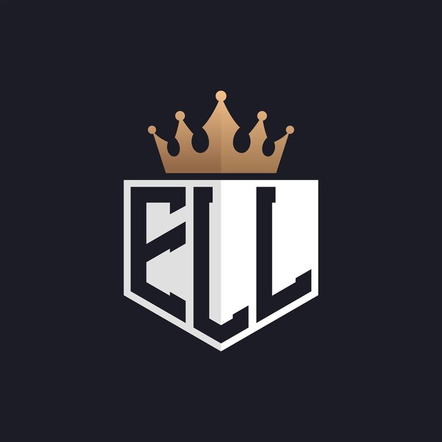 Logotipo ELL de lujo con corona iniciales elegantes logotipo de letra ELL para marcas exclusivas letra ELL monograma para empresas de alta gama