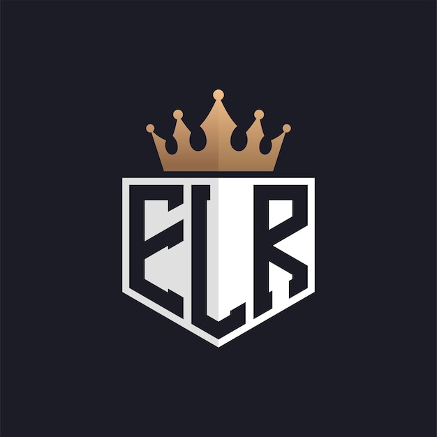 Logotipo ELR de lujo con corona iniciales elegantes logotipo de letra ELR para marcas exclusivas letra ELR monograma para empresas de alta gama