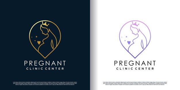 Logotipo de embarazada con vector premium de concepto creativo