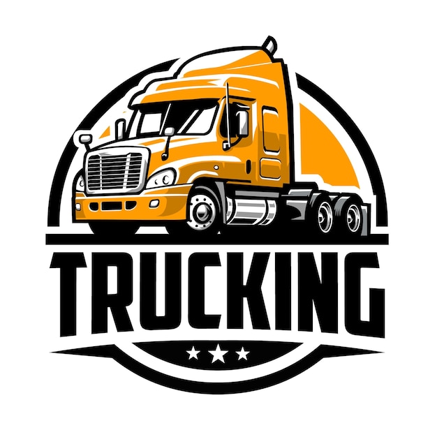 Logotipo del emblema del círculo de camiones premium. Lo mejor para la industria relacionada con el transporte por carretera y el transporte de mercancías