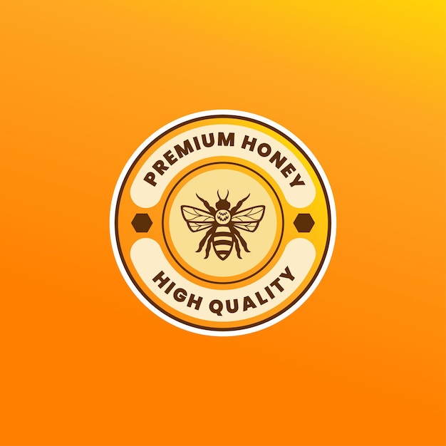 Logotipo del emblema de la granja de abejas de miel