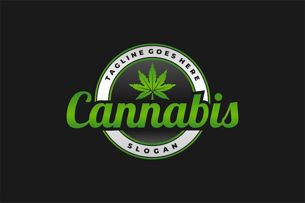 Vector logotipo del emblema de la naturaleza de la hoja de cannabis