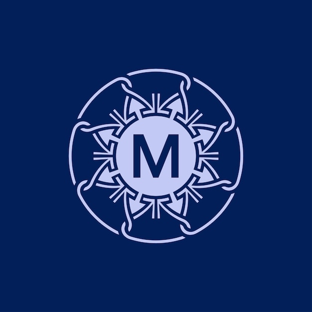 logotipo de emblema ornamental de círculo de alfabeto de letra inicial única y elegante