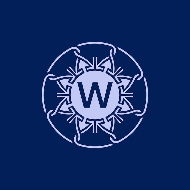 logotipo de emblema ornamental de círculo de alfabeto de letra inicial única y elegante