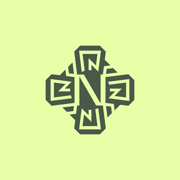 Logotipo de emblema de patrón de circuito de tecnología moderna de letra inicial N