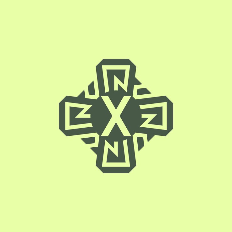 Vector logotipo de emblema de patrón de circuito de tecnología moderna de letra inicial x