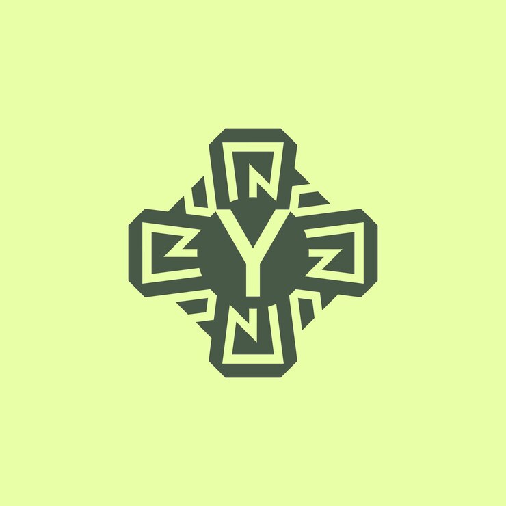 Vector logotipo de emblema de patrón de circuito de tecnología moderna de letra inicial y