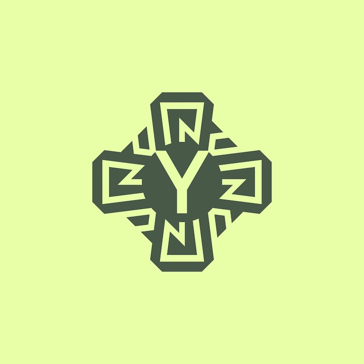 Vector logotipo de emblema de patrón de circuito de tecnología moderna de letra inicial y