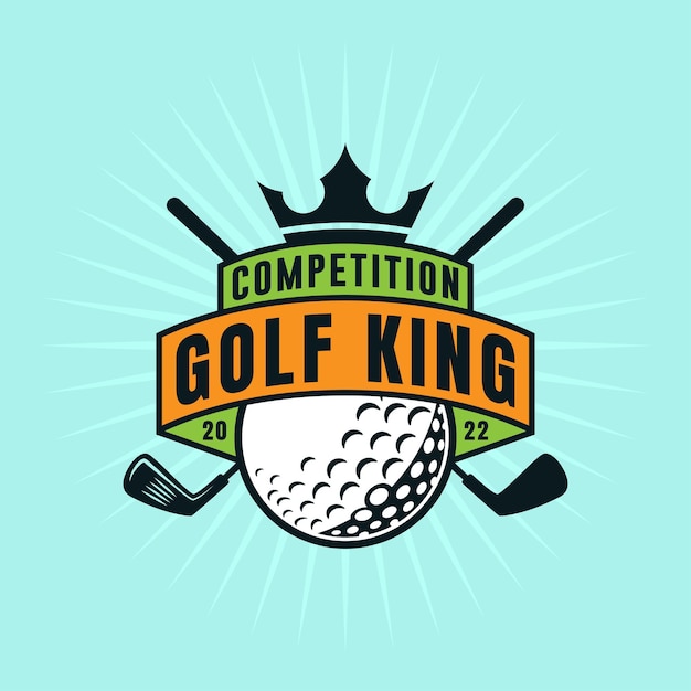 Logotipo del emblema del rey del golf vintage