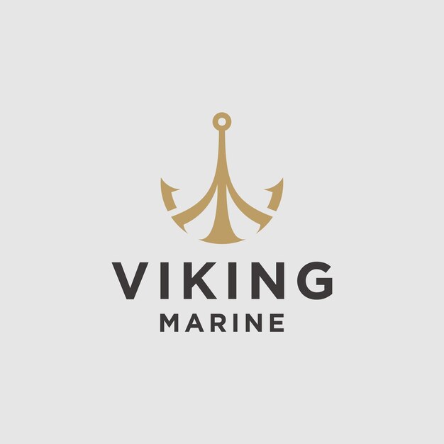 Logotipo de emblemas retro marino con logotipo de ancla vikingo - vector