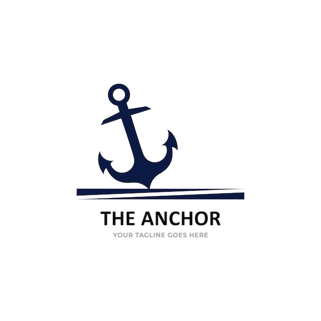logotipo de emblemas retro marino con vector de logotipo de ancla de ancla