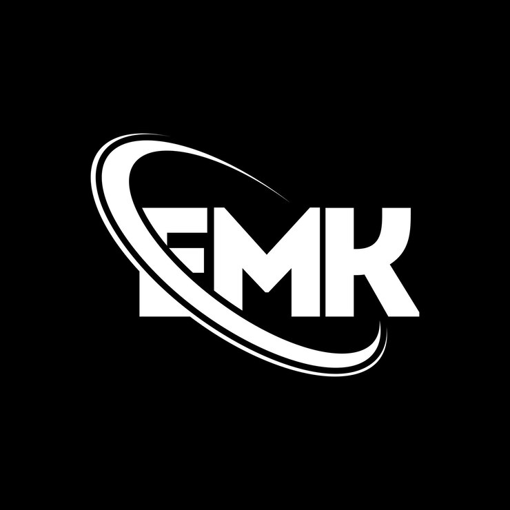 Vector logotipo emk letra emk diseño de logotipo de letra emk iniciales logotipo emk vinculado con círculo y mayúscula logotipo monograma emk tipografía para negocios tecnológicos y marca inmobiliaria