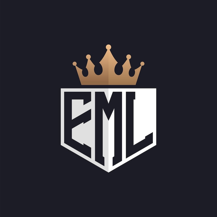 Vector logotipo eml de lujo con corona iniciales elegantes logotipo de letra eml para marcas exclusivas letra eml monograma para empresas de alta gama