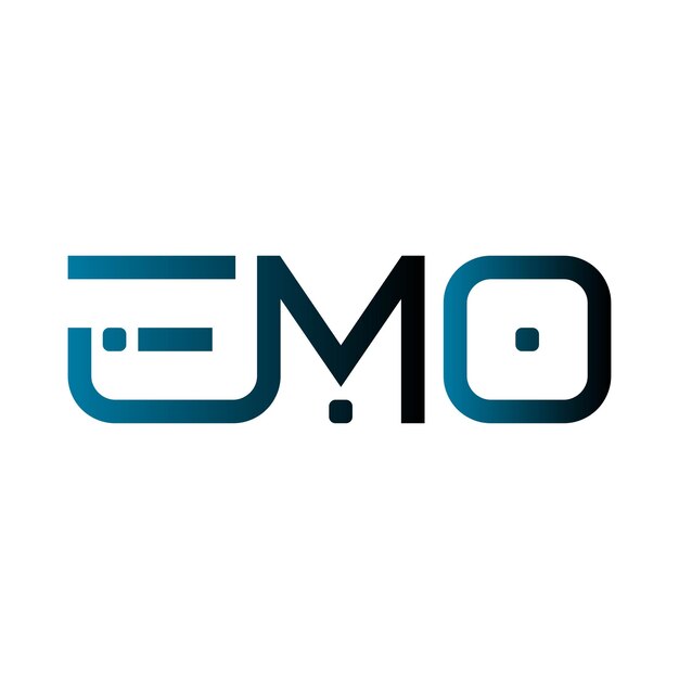 El logotipo de EMO es una tipografía abstracta, un diseño vectorial moderno y minimalista.