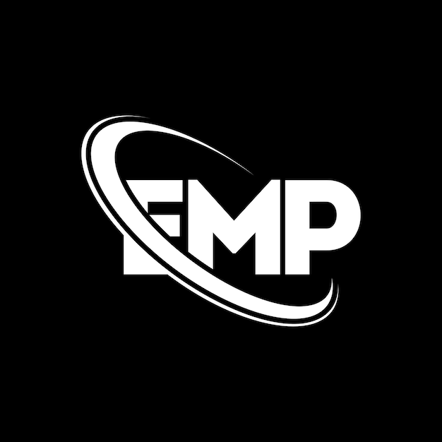 Logotipo de EMP: Diseño de logotipo de letra EMP: Iniciales EMP: Logotipo vinculado con círculo y monograma en mayúsculas Logotipo EMP: Tipografía para negocios tecnológicos y marca inmobiliaria