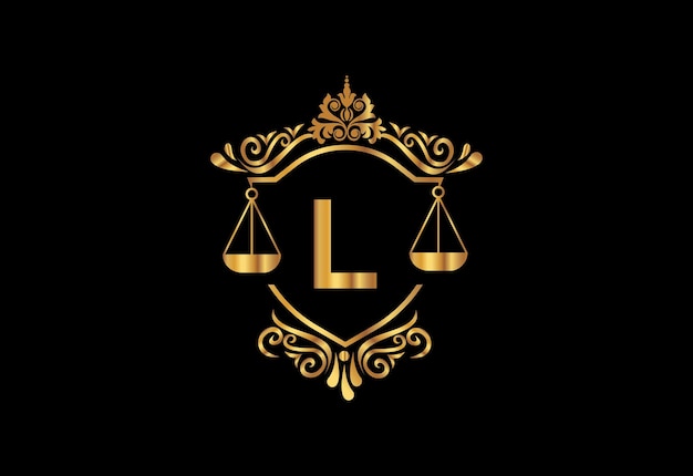 Logotipo de empresa baja con la última plantilla de vector L Logotipo de justicia Ilustración vectorial del logotipo de juicio de igualdad
