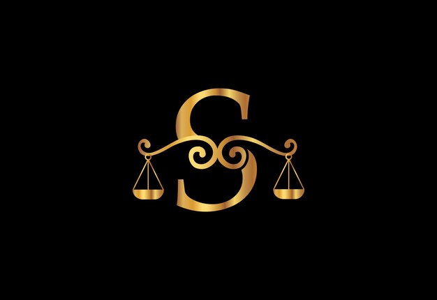 Logotipo de empresa baja con la última plantilla de vector S Logotipo de justicia Ilustración vectorial del logotipo de juicio de igualdad